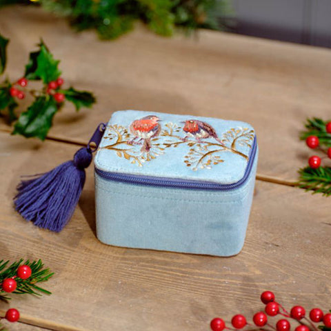 Festive Robins jewellery box