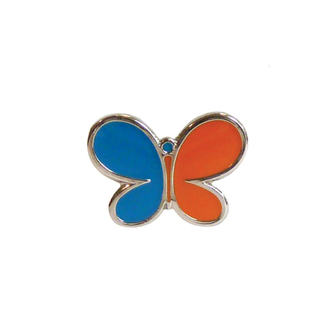 Butterfly pin badge (blue and orange)
