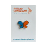 Butterfly pin badge (blue and orange)